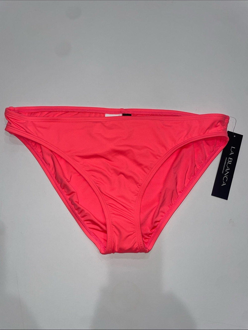 La Blanca Island Goddess Hipster Bikini Bottom Pink Coral Swim NWT Size 14